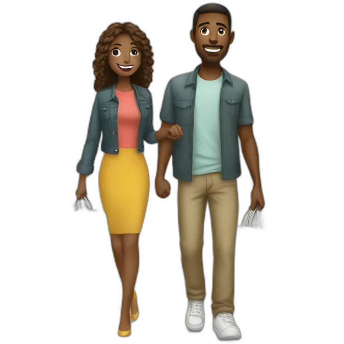 white couple shopping together emoji