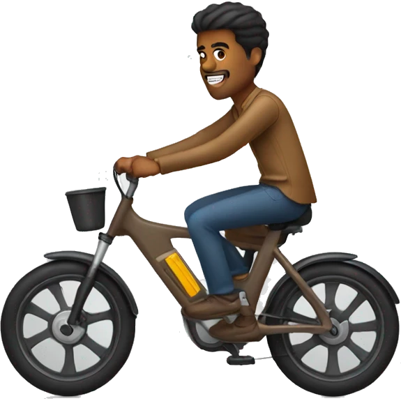 Brown man riding electric bike emoji