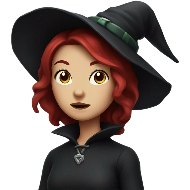 witch girl with dark red hair emoji