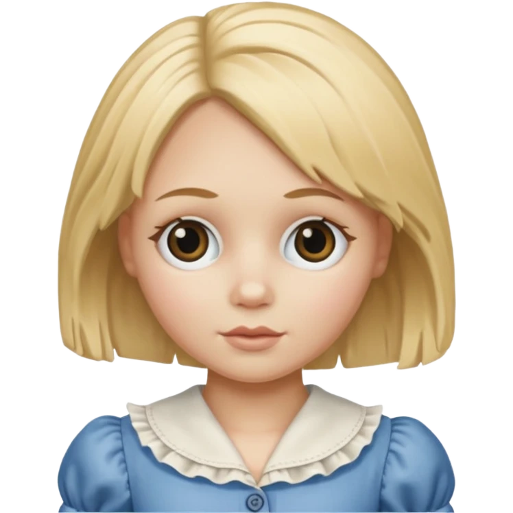 rag doll with button eyes blond hair emoji