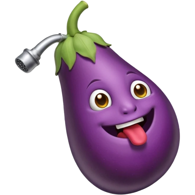Eggplant with a pipe in its mouth emoji