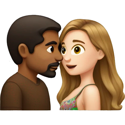 White girl with brown hair kissing Mexican man  emoji