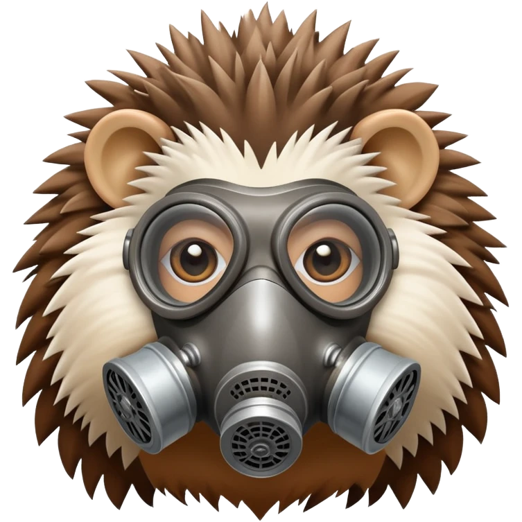 hedgehog wearing a gas mask emoji