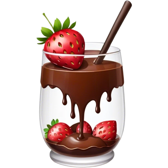 strawberries with melted chocolate in a glass emoji