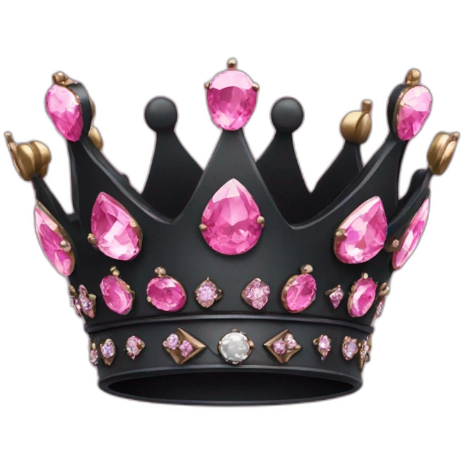 A black crown with pink diamonds emoji