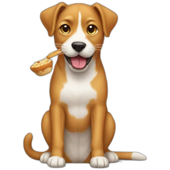 Cat eating dog emoji