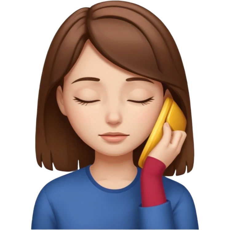 Girl tucks hair behind the ear with eyes closed emoji