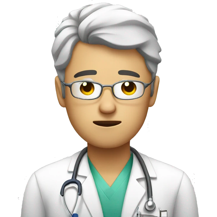 Exhausted doctor with sweat emoji emoji