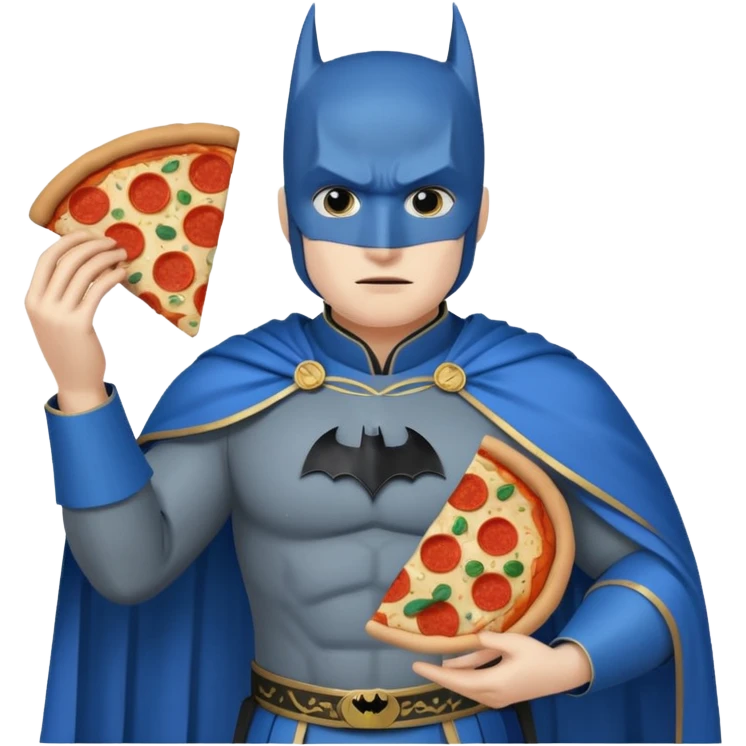 batman, wearing blue ancient chinese custome, with pizza emoji