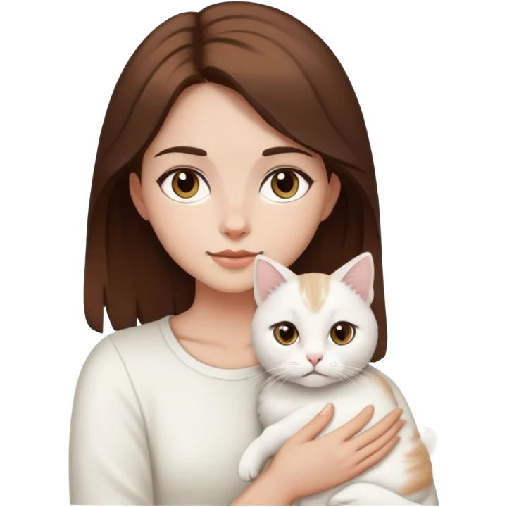Sonne dark eyes brown hair with a White cat emoji