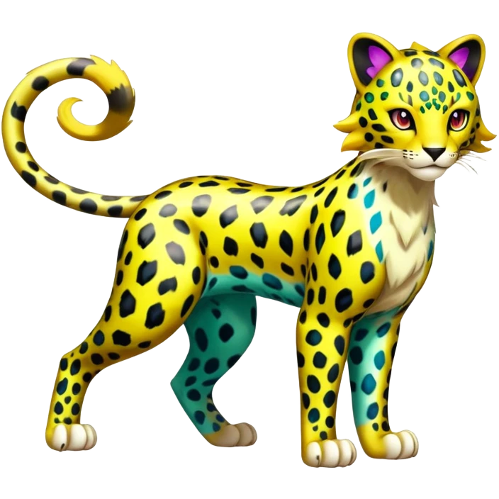 Shiny Elemental Exotic Colorful Liepard-Delcatty-Pokémon-Fakémon-hybrid-creature (full body) emoji