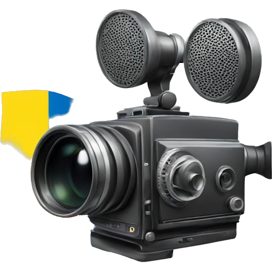 a movie camera and a Ukrainian flag emoji
