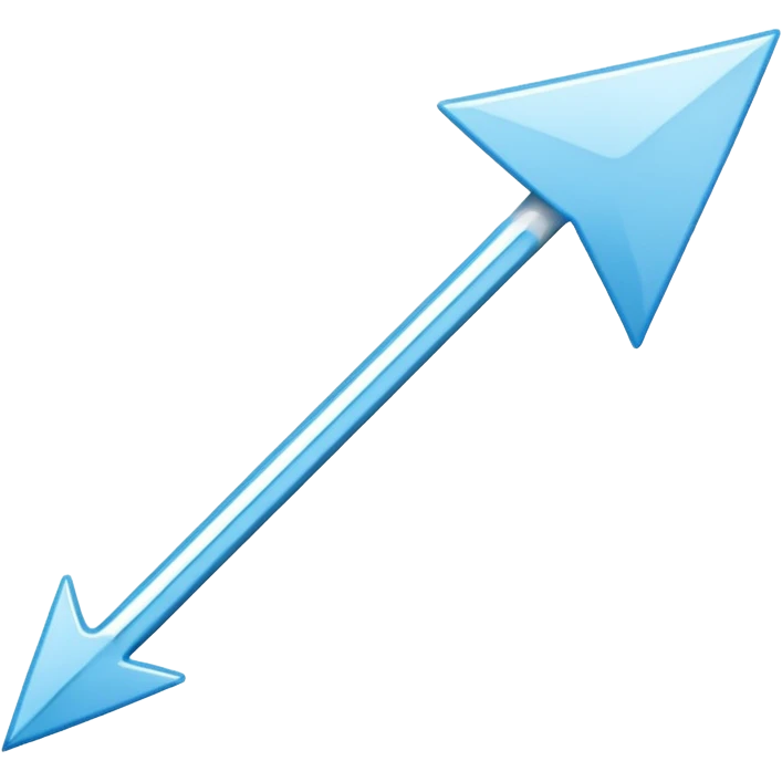 Extremely simplistic white arrow with light blue outline pointing. Make it like the image attached but skinnier emoji