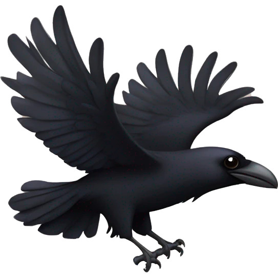 A raven flying with a clovk emoji