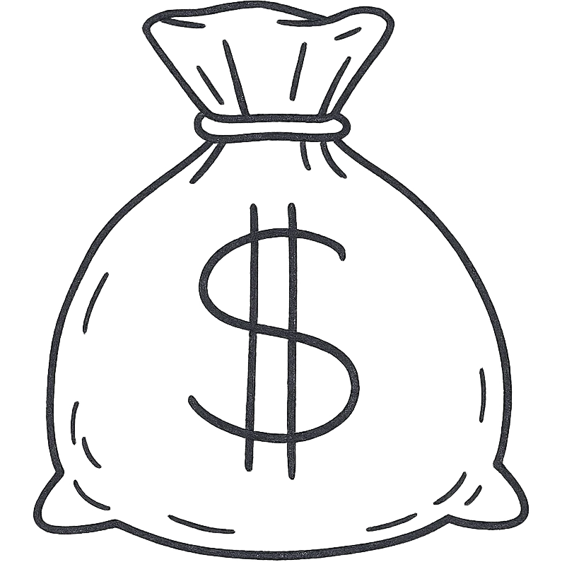 hand drawn outlined money bag icon emoji