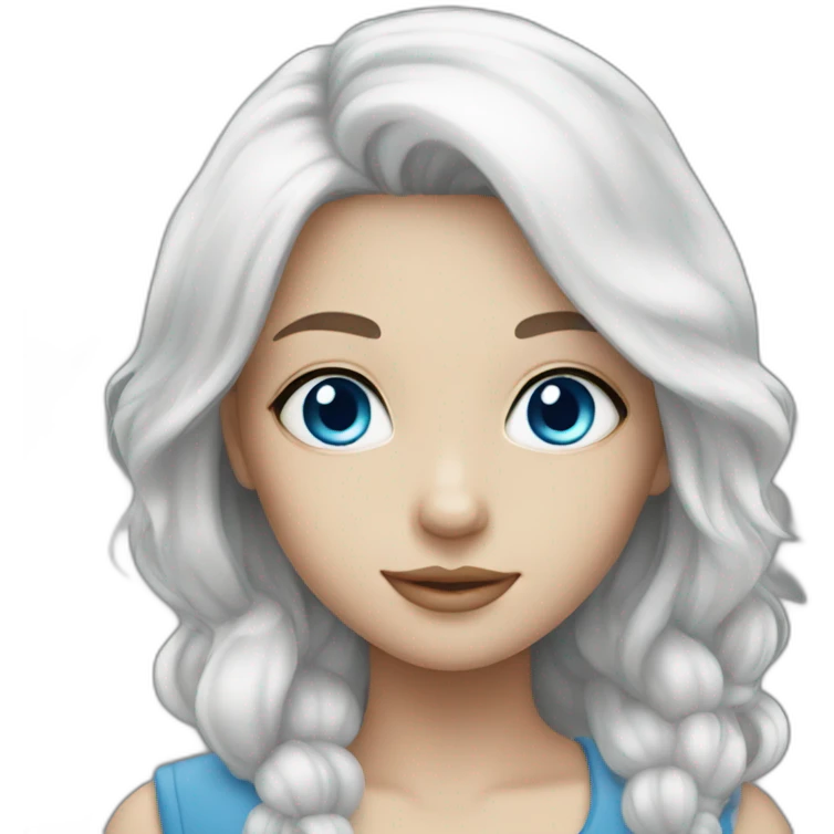 Girl blue eyes and white hair  emoji
