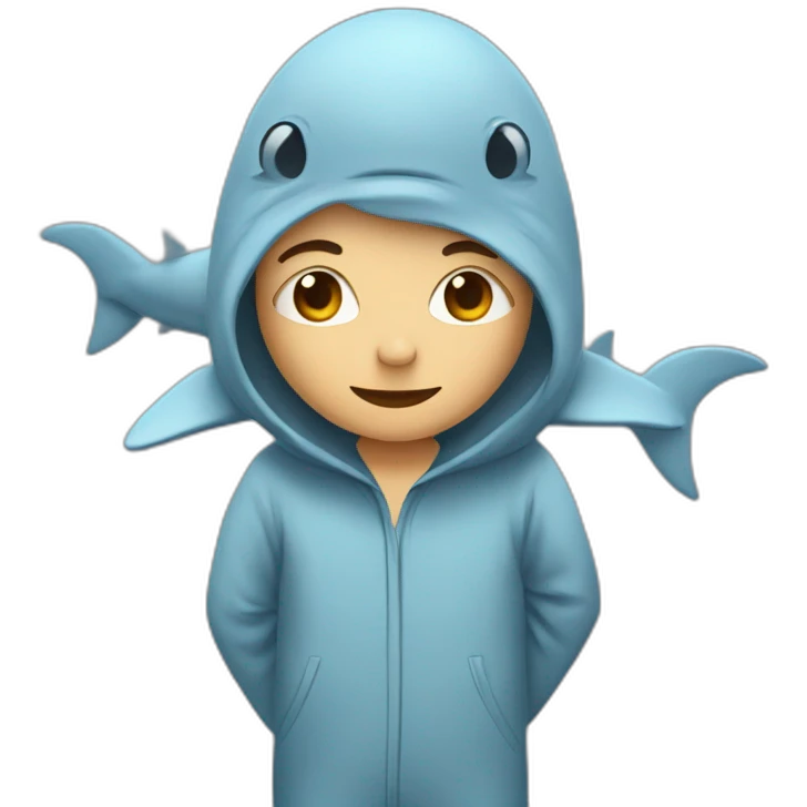 person in a pijama of sharks emoji