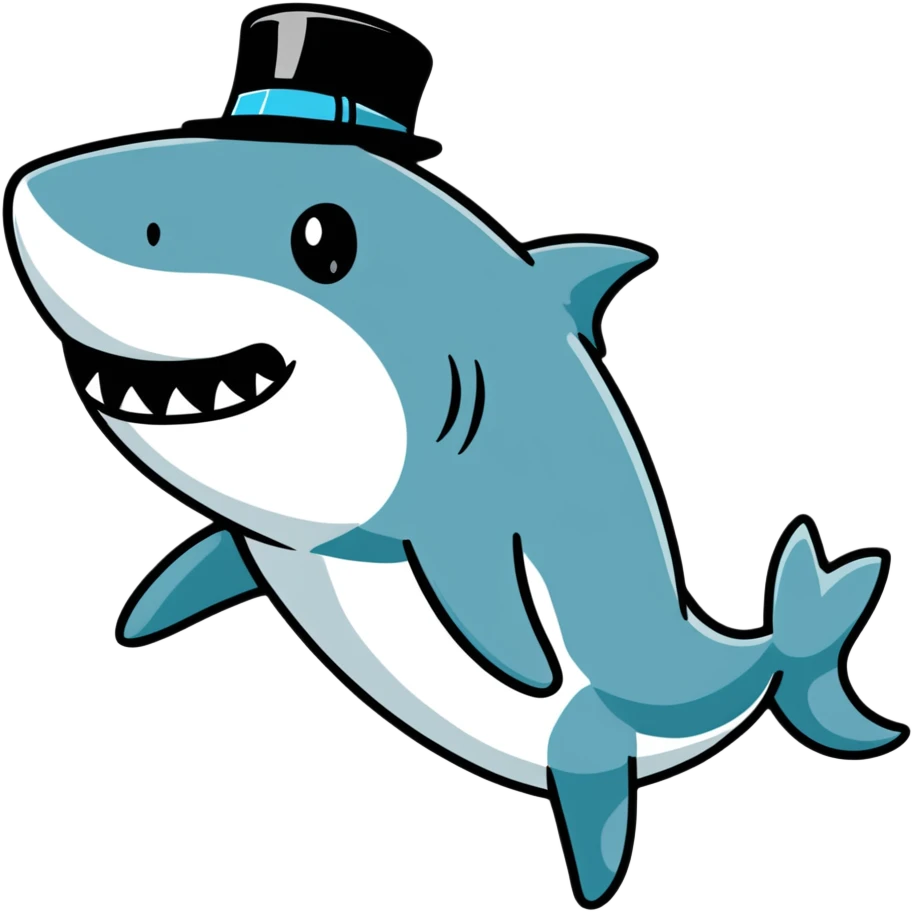 Shark with a top hat emoji
