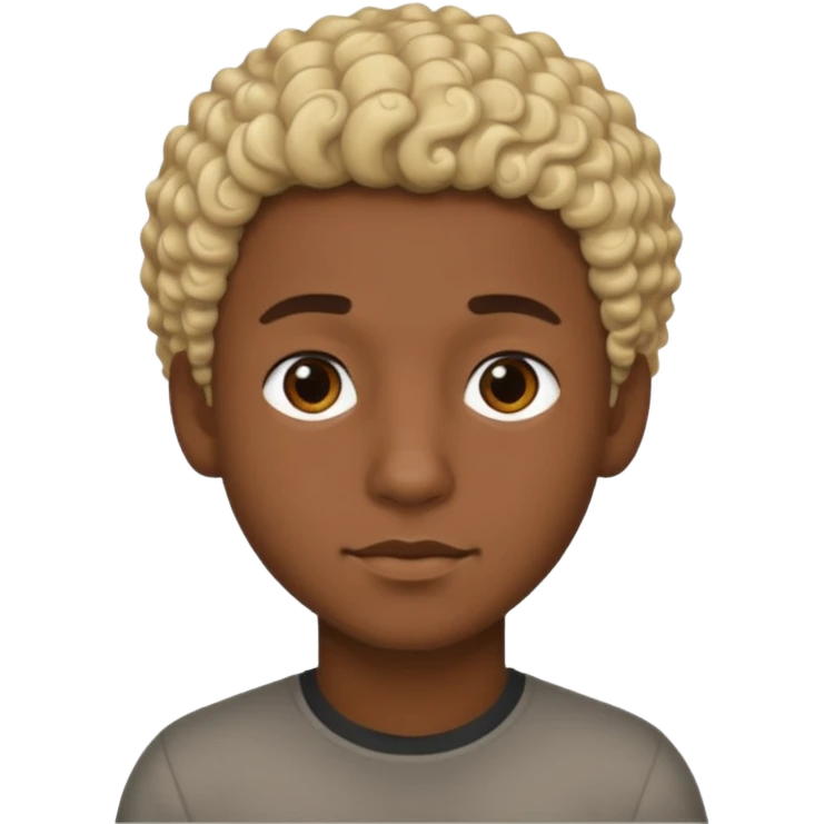 Chico joven latino, piel muy morena, pelo rubio corto rizado emoji