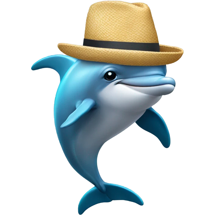 Dolphin with hat emoji