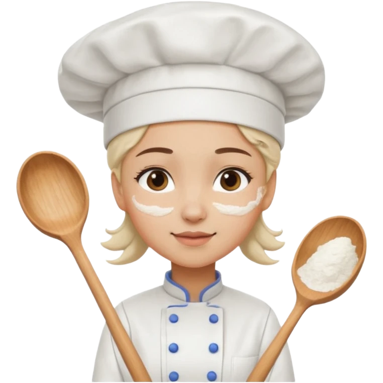 Young female baker – wearing white chef hat

 emoji