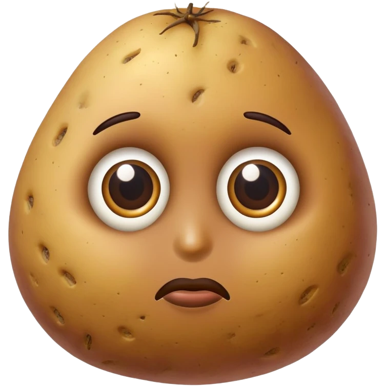 realistic potato with brown skin and eyes emoji