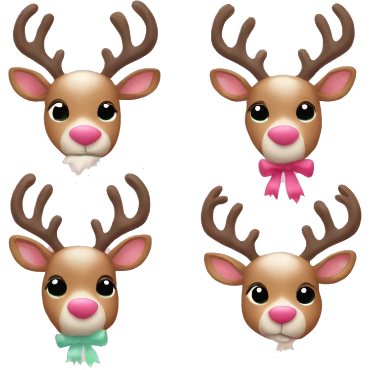 Pretty Reindeer trio with a light pink bow on each of them  emoji