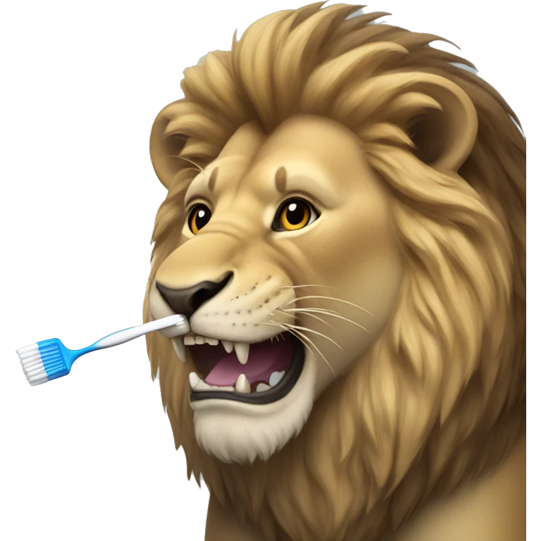 lion with a toothbrush emoji