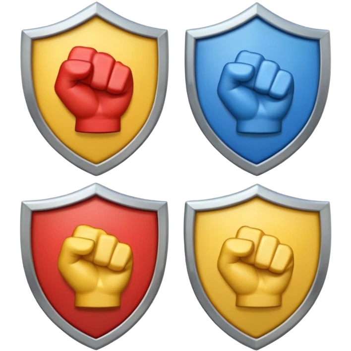 🛡️💯👊 сгенерируй эти три эмодзи на одной картинке в 3д стиле
 просто на белом фоне
три эмодзи рядом друг с другом 
 emoji