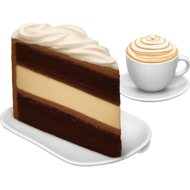 Cappuccino and part of chocolate cake  emoji