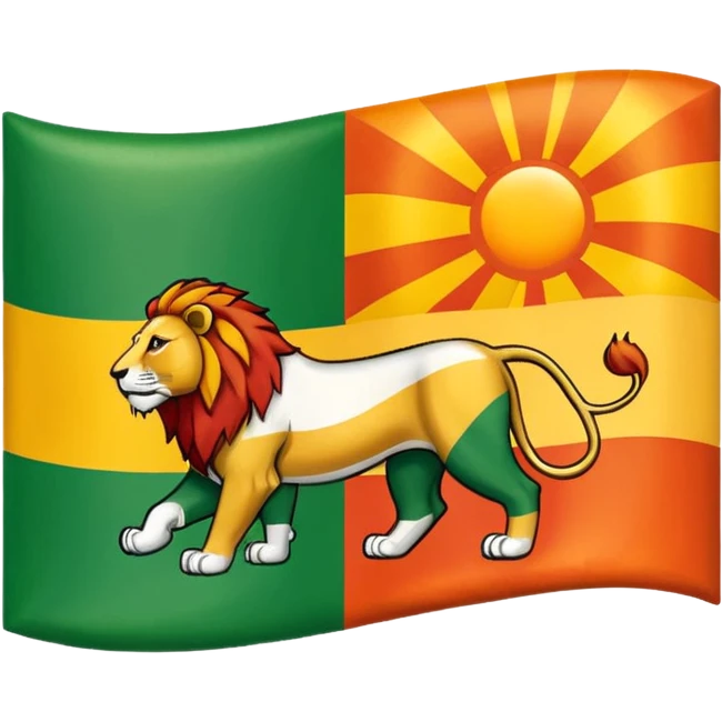 A flag with three horizontal color that upper is Green , middle is White and in down red color, in the White line is a lion and sun that sunrises from back of lion in the middle line  emoji