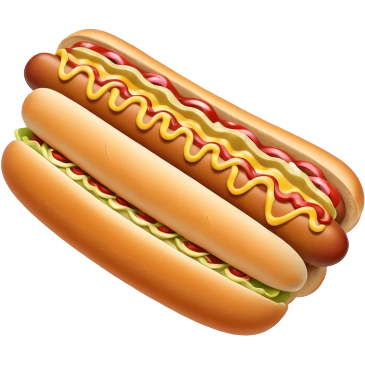 Grilled hot dog in a bun. Add sauerkraut on one side and then drizzle spicy mustard on the top  emoji