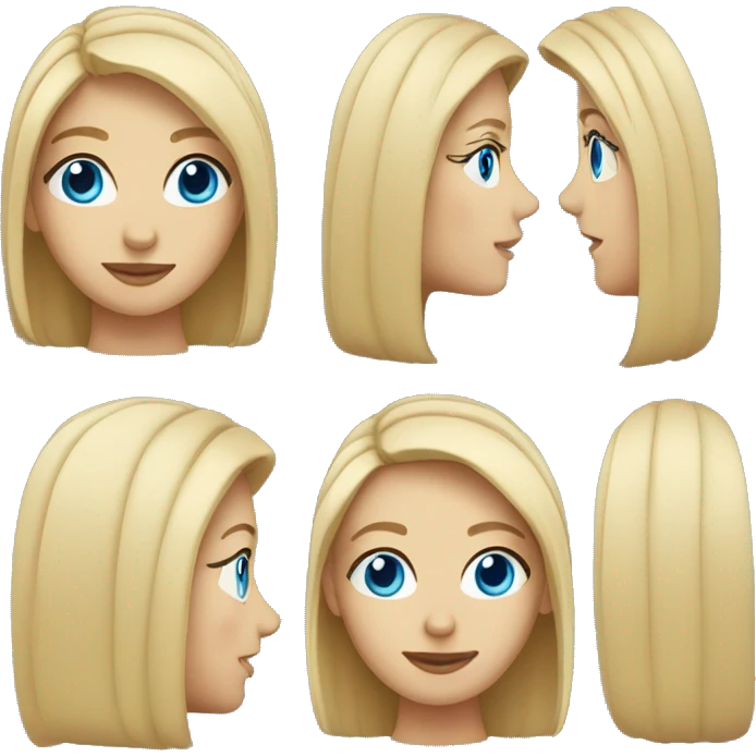blonde with blue eyes and shoulder length hair emoji