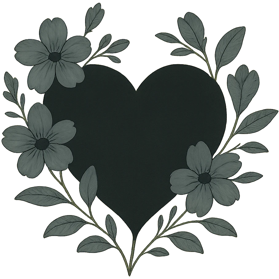 Black flower heart emoji