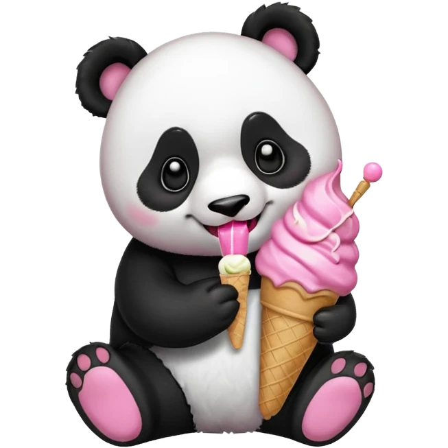 Panda eating ice cream  emoji