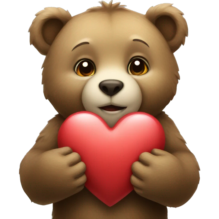 Bear cub holding a heart emoji