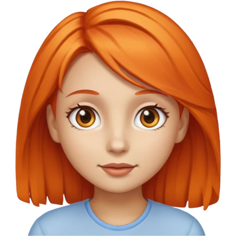Emoji girl with orange hair and brown eyes emoji