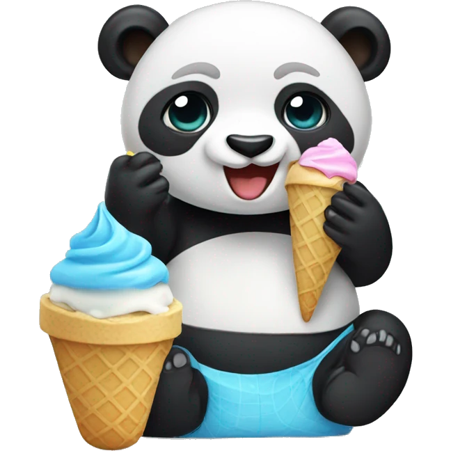 Panda eating ice cream emoji
