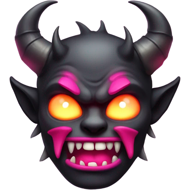 A demon face with the pink bow on it emoji