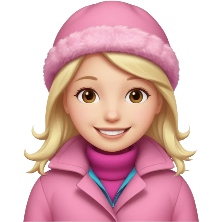 Girl wearing pink winter coat emoji