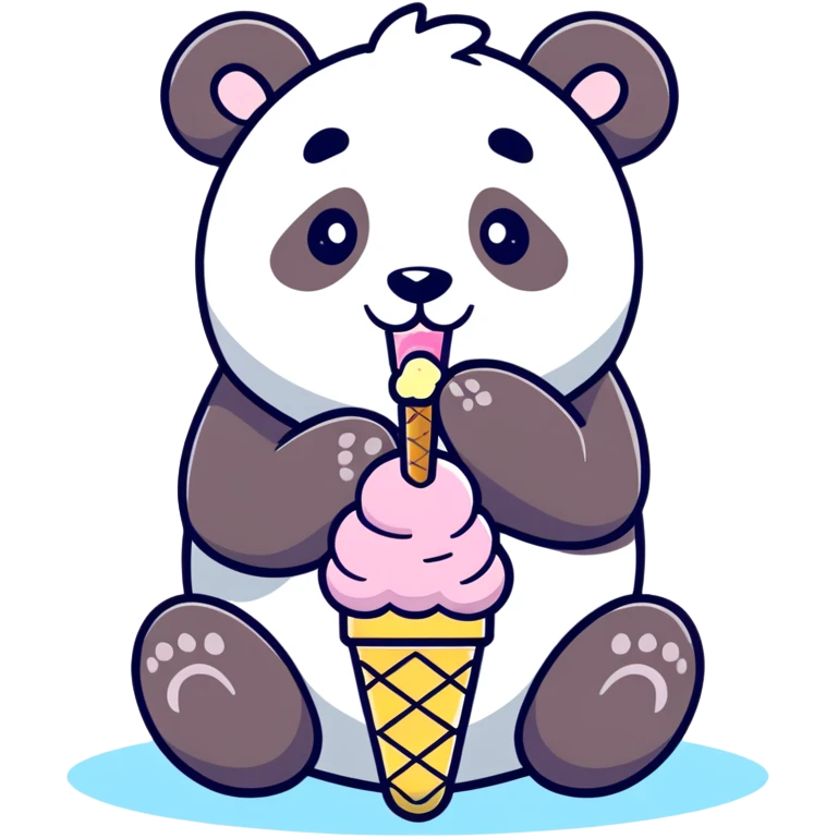 Panda eating ice cream emoji