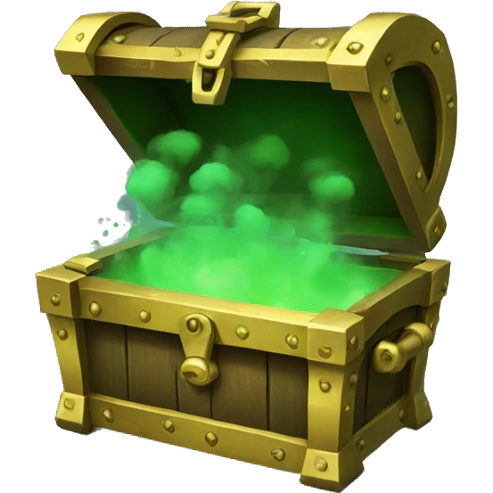 open treasure chest with green smoke coming out emoji