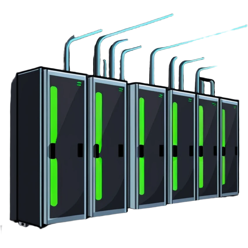 Underground data center with glowing floor panels emoji