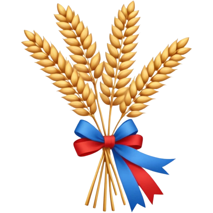 Create a clean, friendly emoji-style illustration of a Didukh, the traditional Ukrainian Christmas sheaf made of golden wheat.
The Didukh should look warm and festive, with neatly tied wheat stalks, a simple red-and-blue ribbon, and small decorative dried flowers.

 emoji