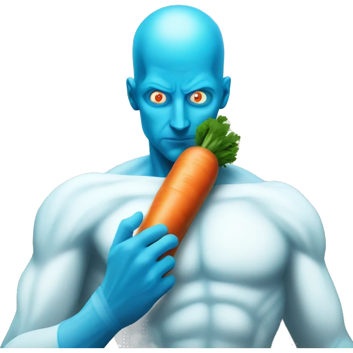 dr manhattan holding a carrot emoji