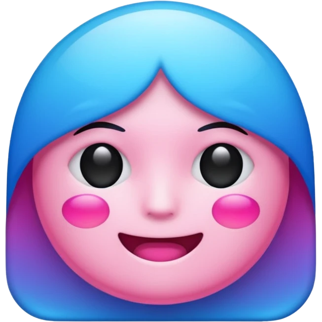 Vaporwave-style emoji with glitchy pink/blue gradients and Japanese text emoji