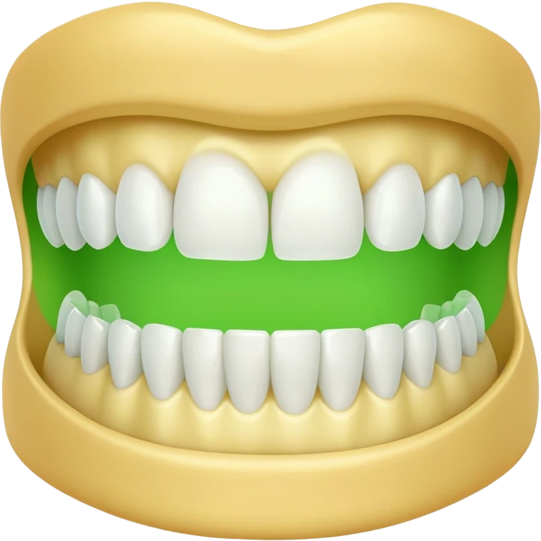 teeth with bright green braces emoji