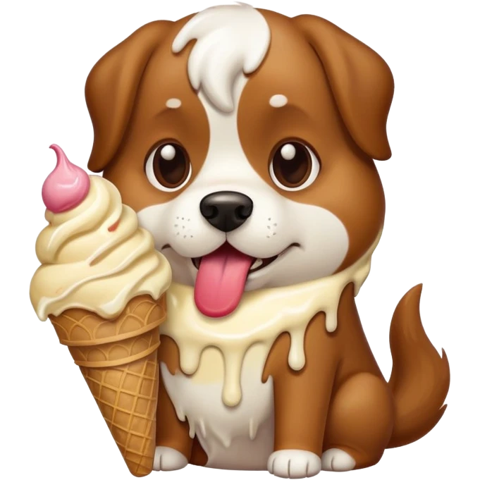 Dog ￼eating ice cream  emoji