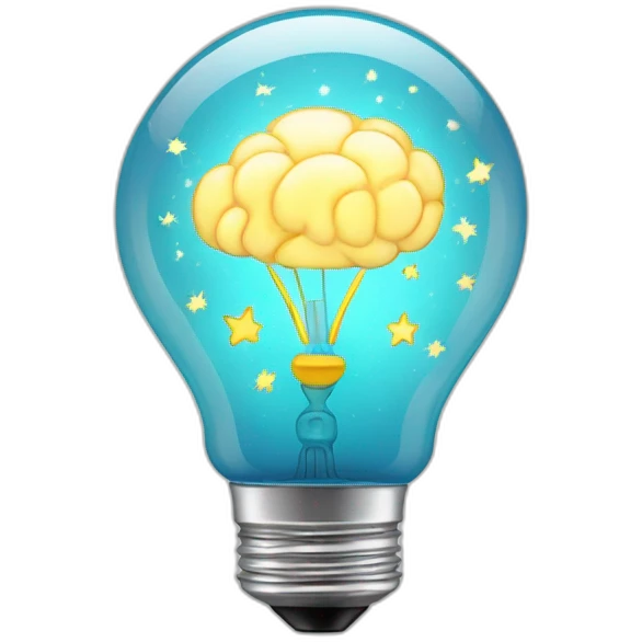 light bulb with little brain and stars inside emoji