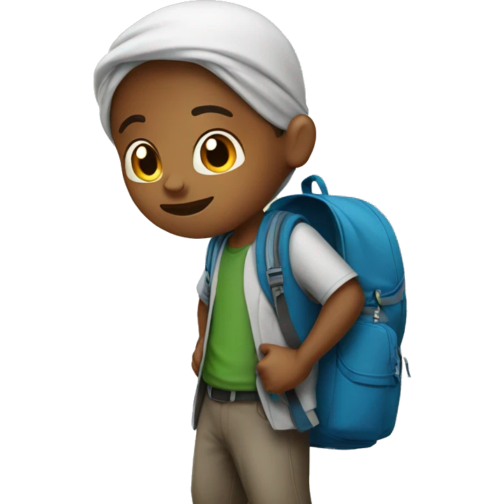a muslim boy with backpack emoji